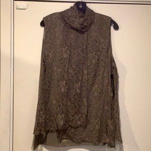 LAFAYETTE 148 size 14 taupe lace top